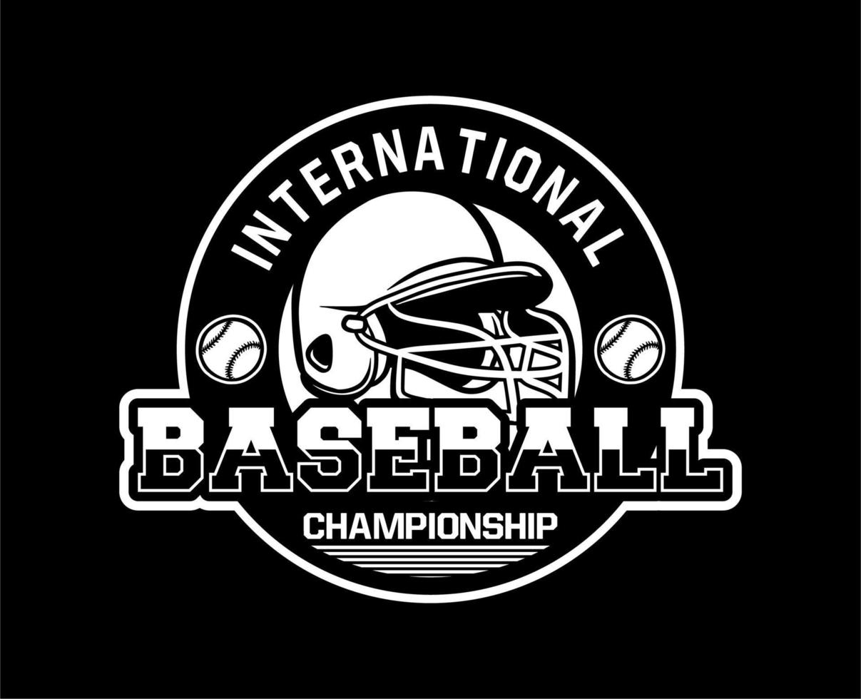 insigne de baseball logo emblème modèle championnat international noir et blanc vecteur