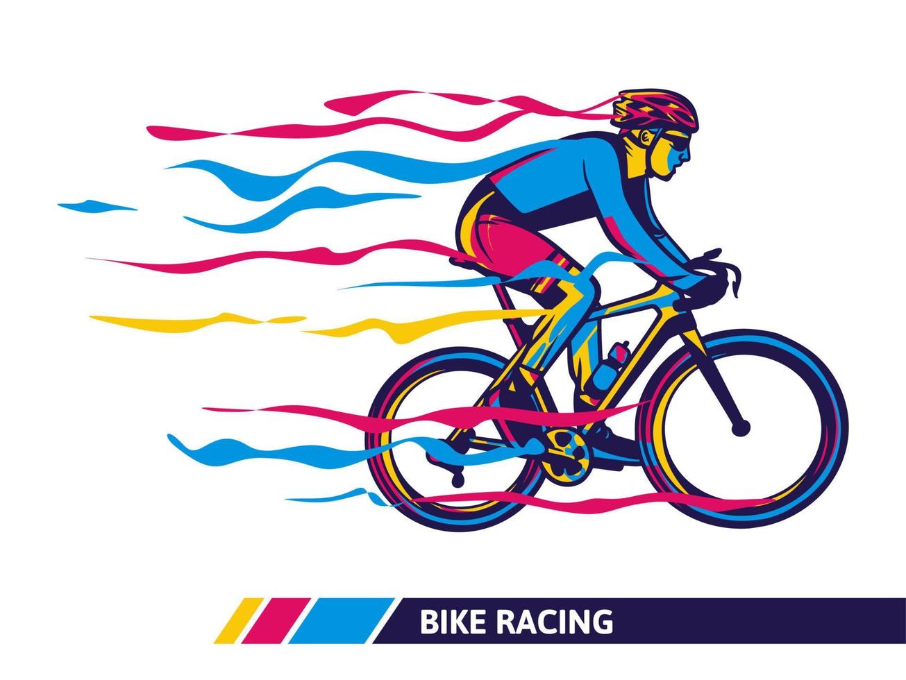 illustration de mouvement cycliste illustration colorée de course de vélo vecteur