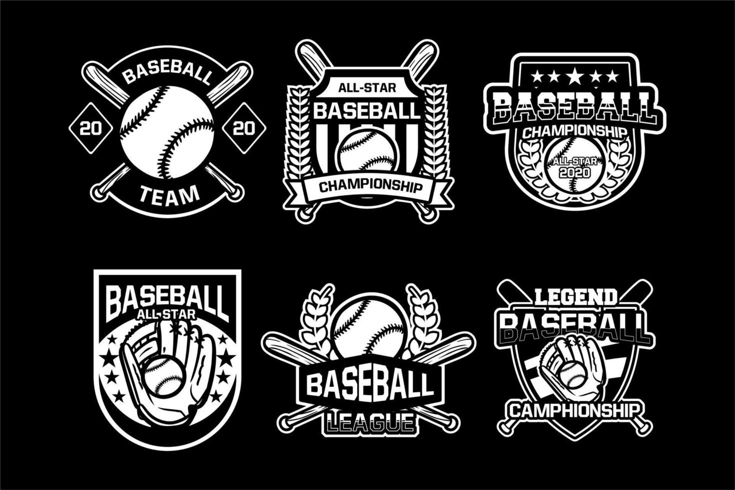 équipe championnat insigne logo emblème ensemble modèle collection noir et blanc vecteur