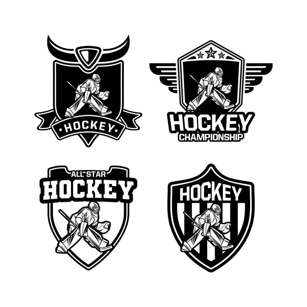 jeu d'insignes de logo de hockey sur glace pour l'équipe vecteur