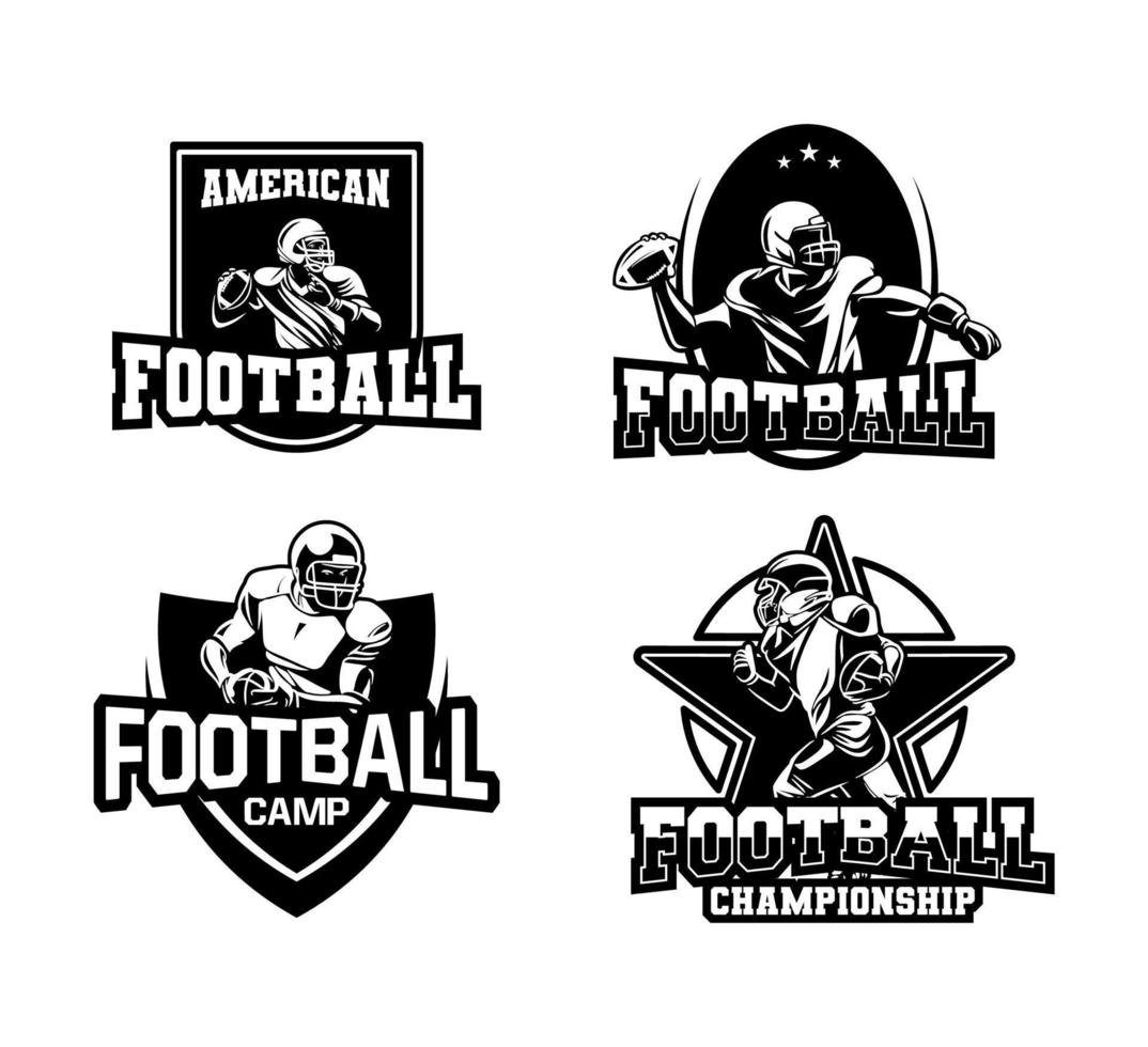 collection d'insignes de la ligue de football américain en noir et blanc vecteur