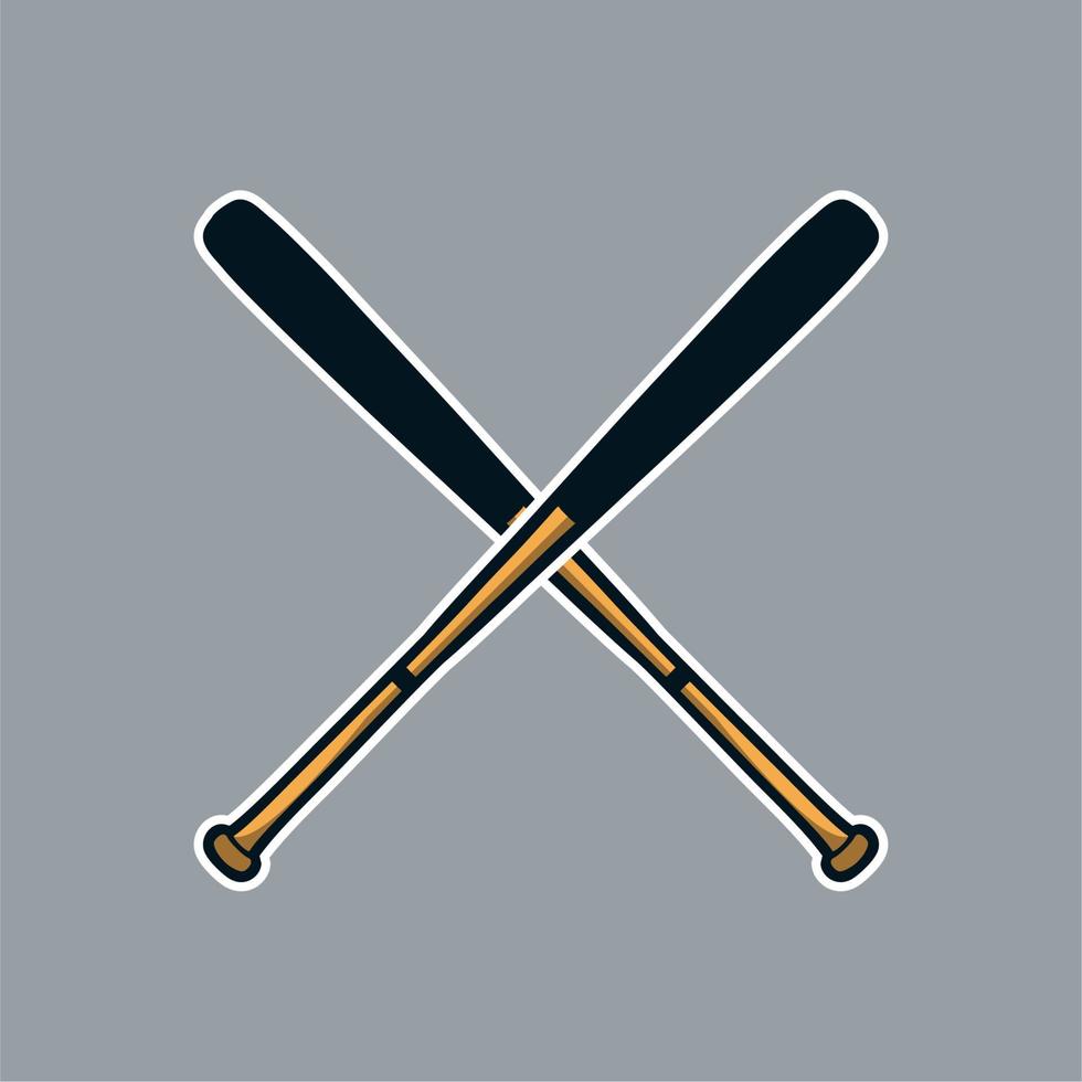 batte de baseball croix x logo icône vecteur actif