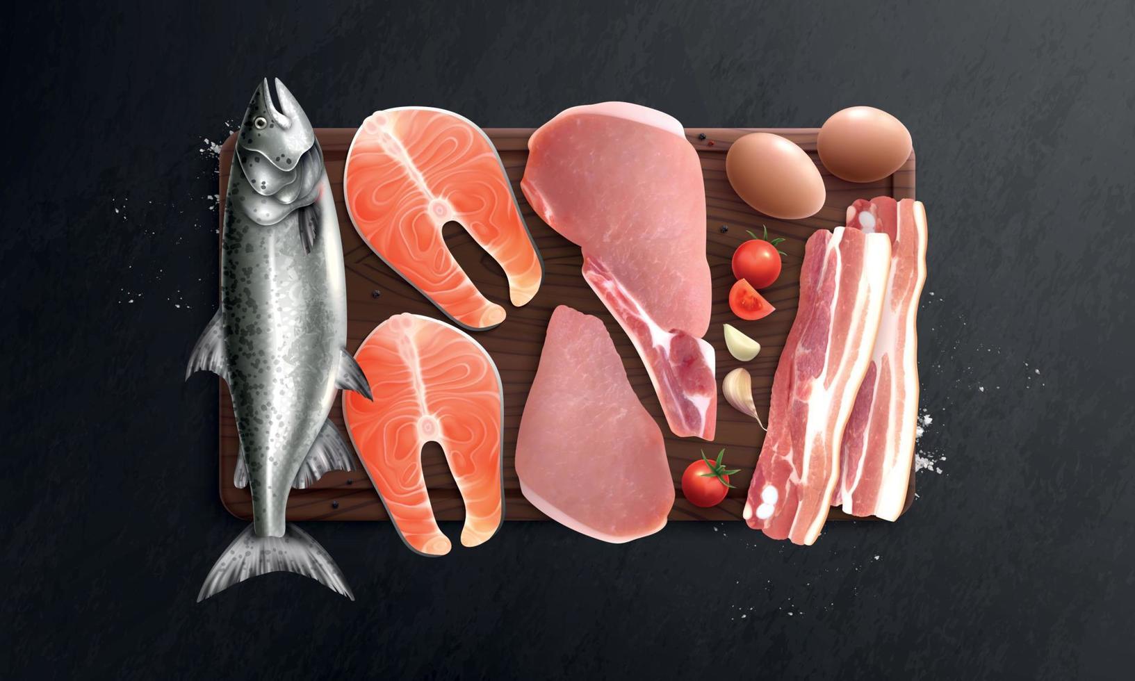 composition des oeufs de poisson de viande vecteur