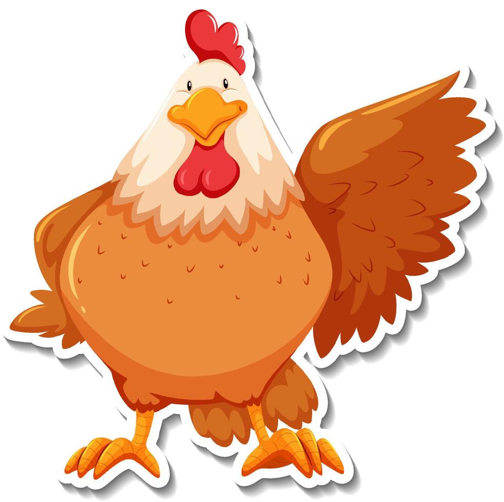 autocollant de dessin animé d'animal de ferme d'animal de poulet vecteur