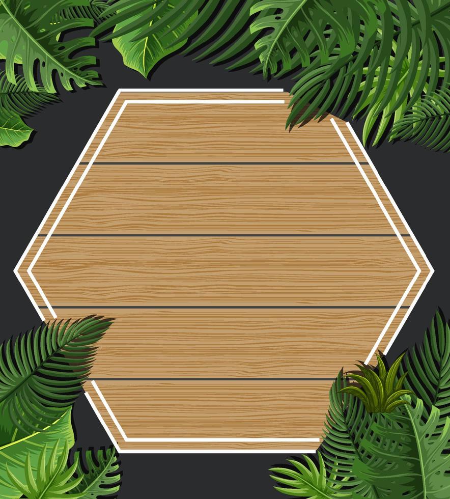 cadre hexagonal avec des feuilles vertes tropicales vecteur