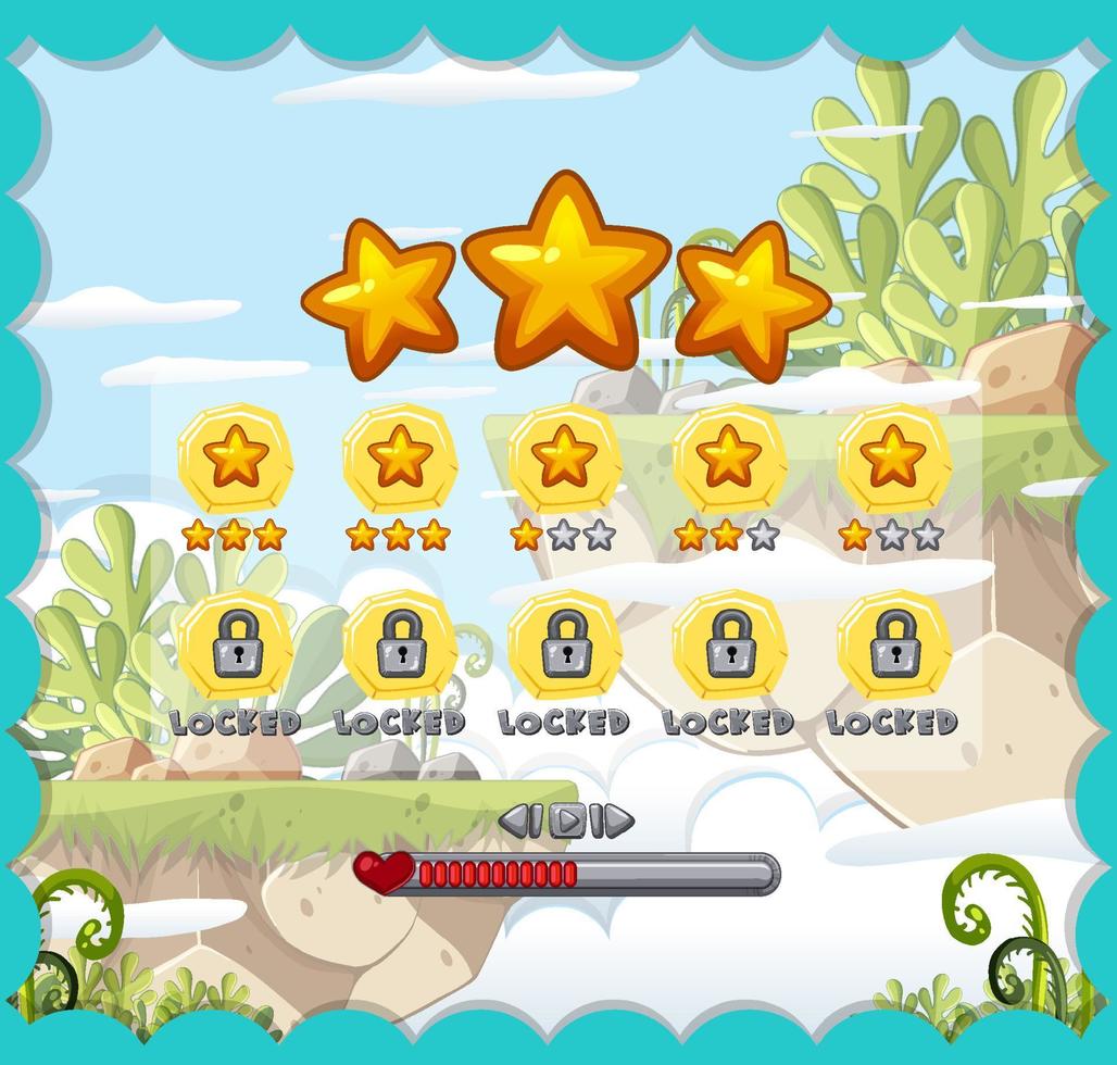 interface utilisateur du jeu avec trois étoiles vecteur