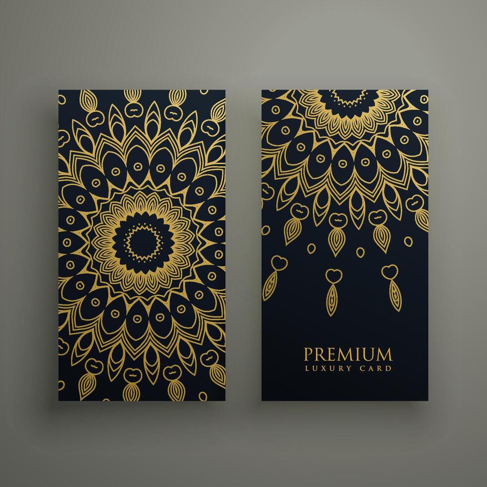 foncé mandala carte ou bannières conception avec d'or ornemental décoration vecteur