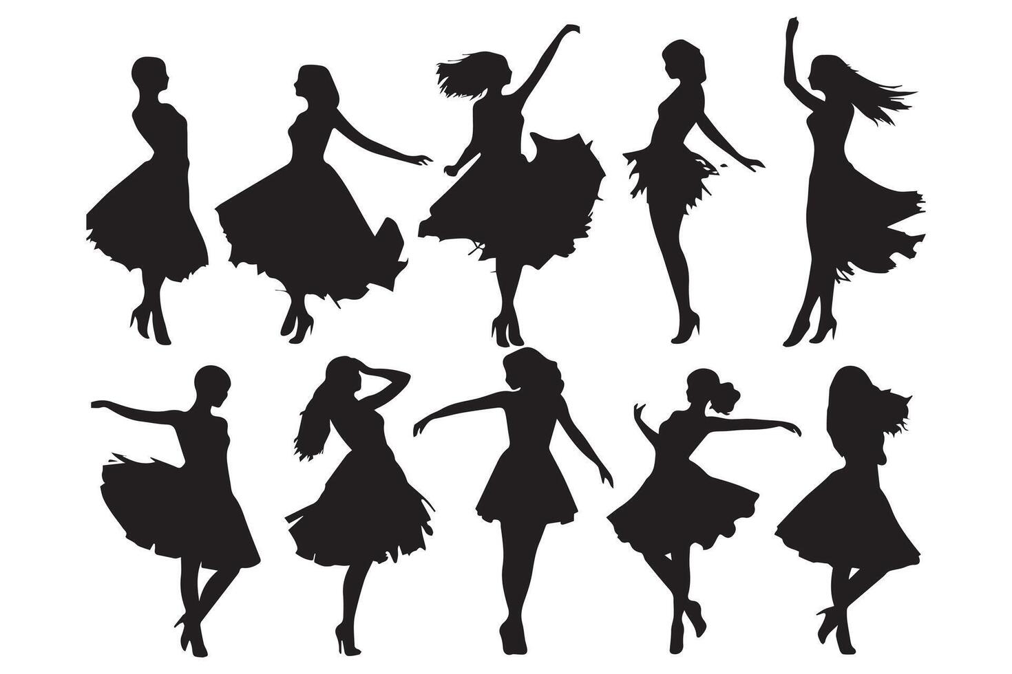 ensemble paquet de silhouettes Danseur fille illustration vecteur