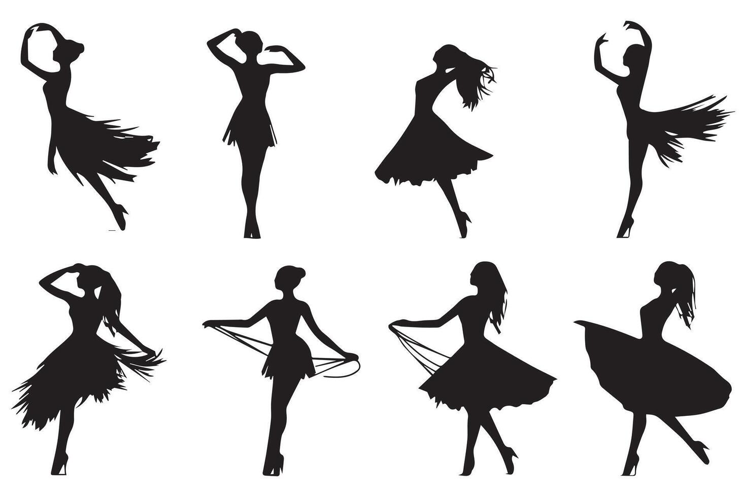 ensemble paquet de silhouettes Danseur fille illustration vecteur