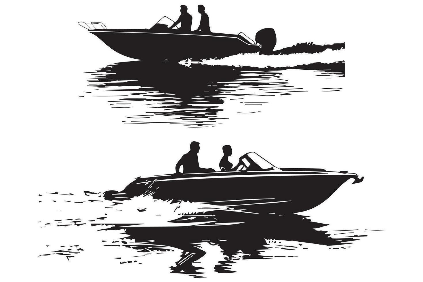 couple conduite la vitesse bateau silhouette graphique vecteur