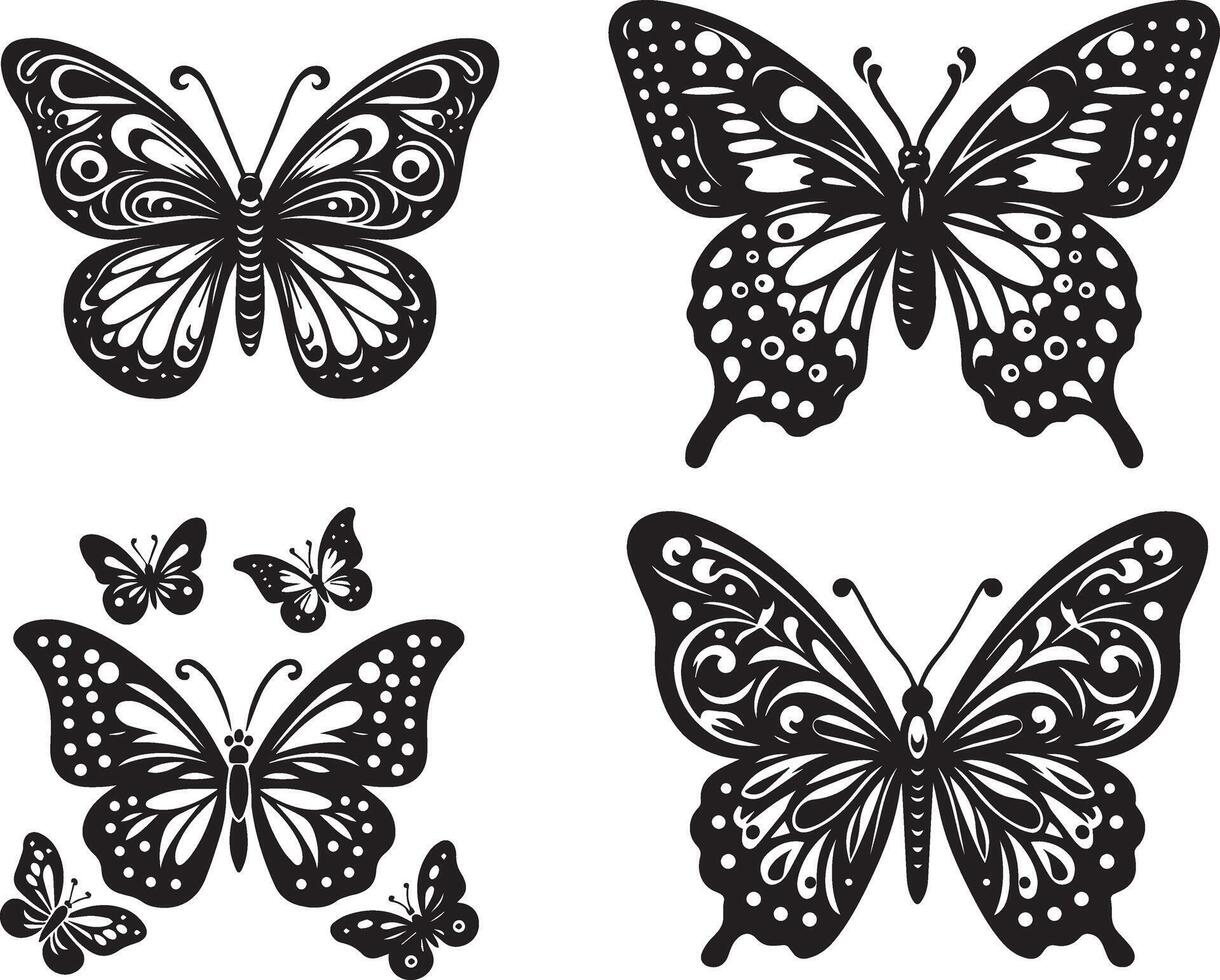 papillon silhouette icône graphique logo conception vecteur