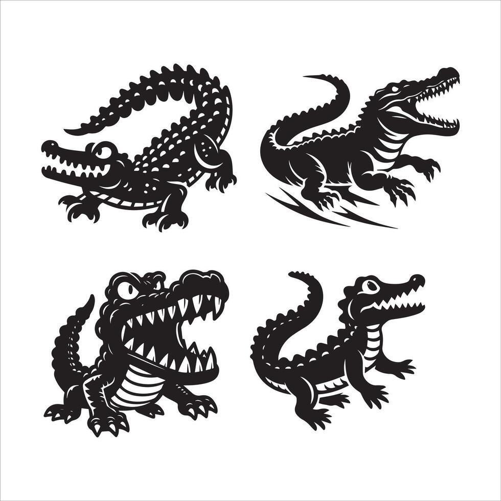 crocodile silhouette icône graphique logo conception vecteur