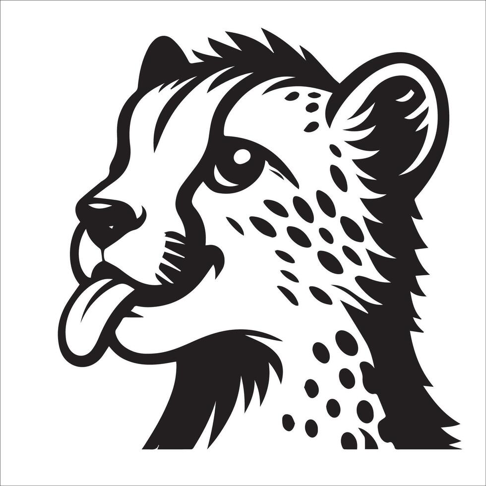 guépard logo - une espiègle guépard illustration dans noir et blanc vecteur