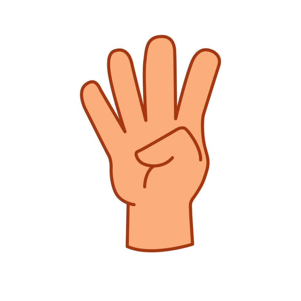 quatre main signe Couleur vecteur illustration