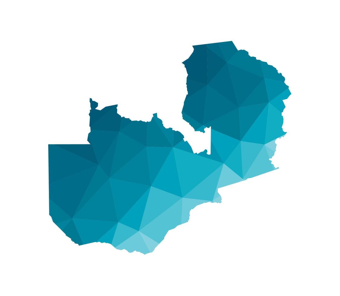 isolé illustration icône avec simplifié bleu silhouette de Zambie carte. polygonal géométrique style, triangulaire formes. blanc Contexte. vecteur