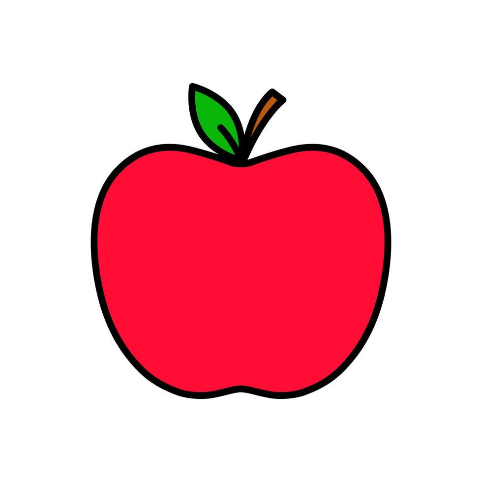 rouge Pomme plat Couleur dessin animé illustration vecteur