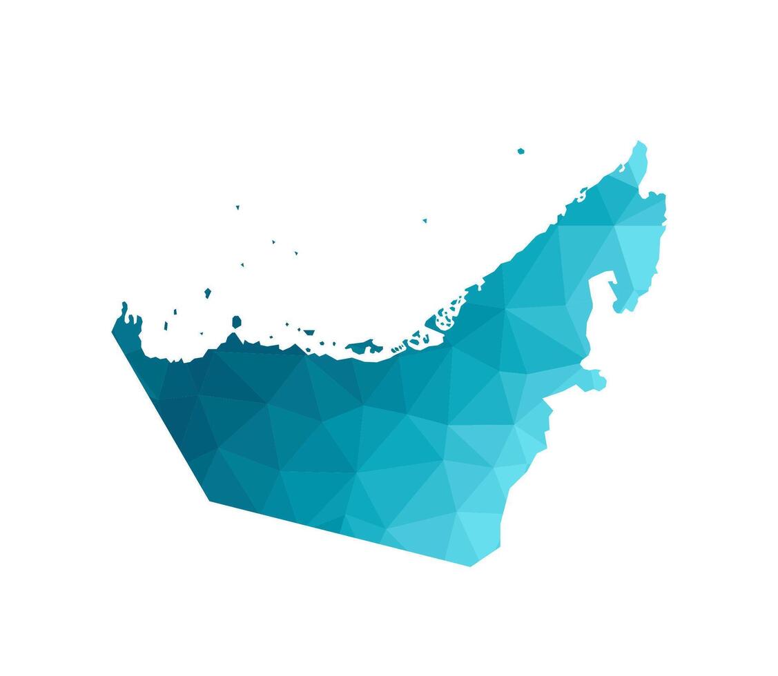 illustration avec simplifié bleu silhouette de uni arabe émirats, Émirats arabes unis carte. polygonal triangulaire style. blanc Contexte. vecteur