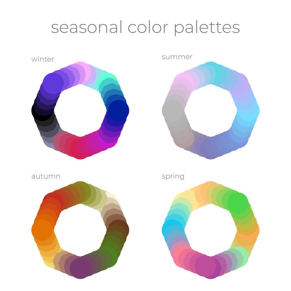 saisonnier Couleur une analyse roue palette avec meilleur couleurs pour hiver, l'automne, printemps, été les types vecteur