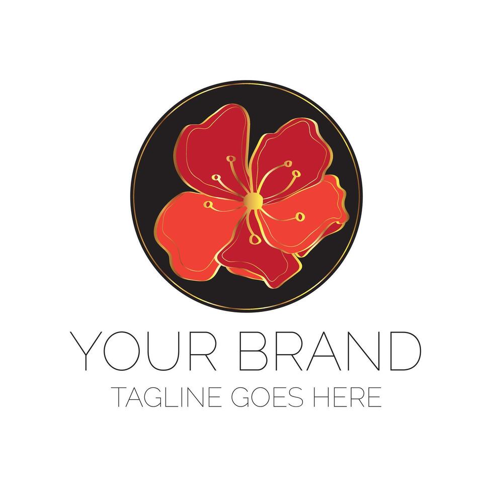 rouge fleur logo. floral marque vecteur