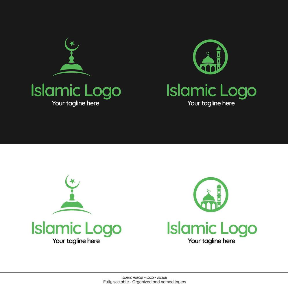 islamique logo mascotte emblème - mosquée et minarets logo vecteur