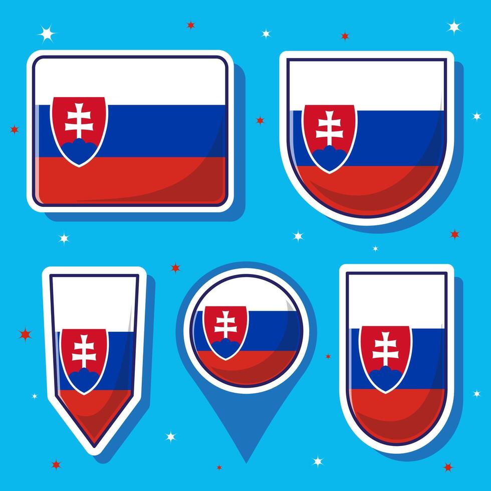 plat dessin animé illustration de la slovaquie nationale drapeau avec beaucoup formes à l'intérieur vecteur