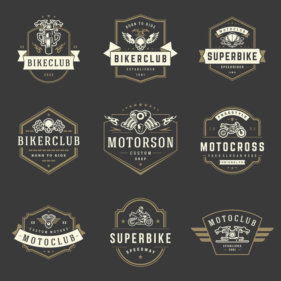 motocyclettes logos modèles conception éléments ensemble vecteur