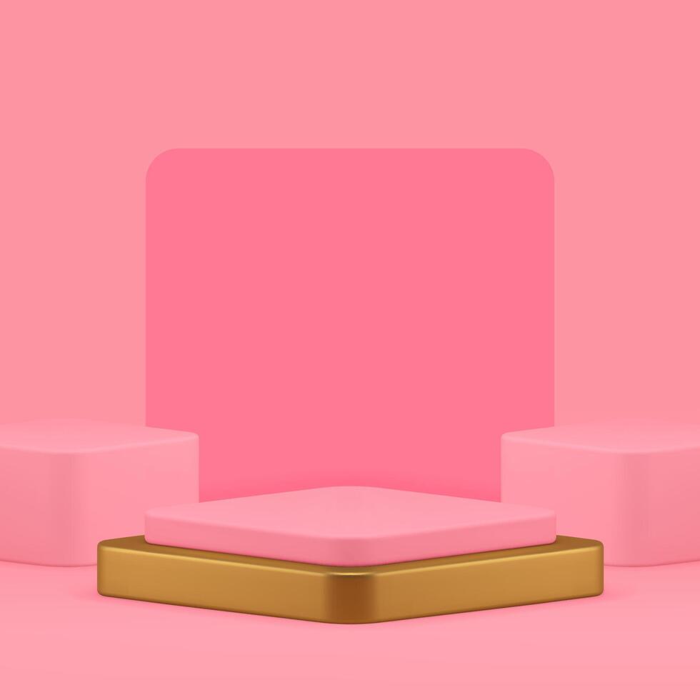 luxe rhombe 3d podium piédestal rose géométrique afficher pour produit spectacle réaliste vecteur