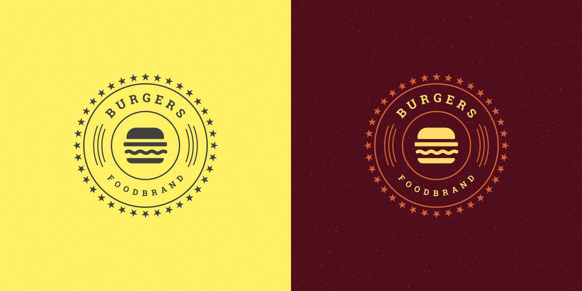 Burger logo illustration Hamburger silhouette bien pour restaurant menu et café badge vecteur