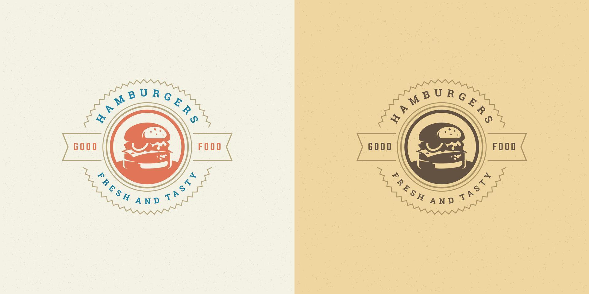 Burger logo illustration Hamburger silhouette bien pour restaurant menu et café badge vecteur