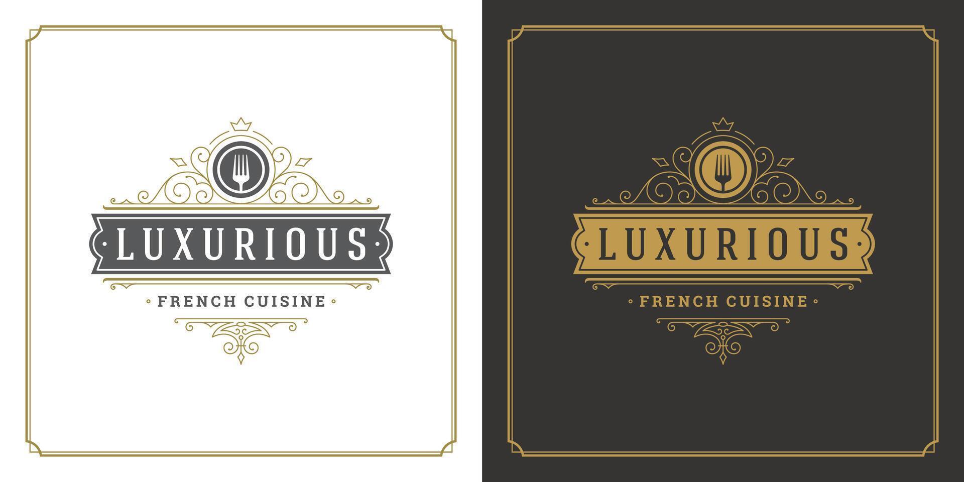 restaurant logo modèle illustration pour menu et café signe vecteur