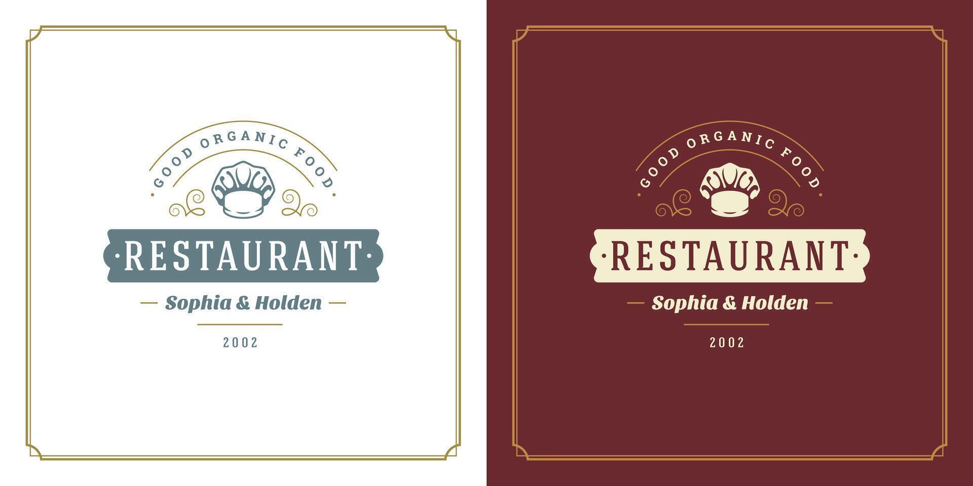 restaurant logo modèle illustration pour menu et café signe vecteur