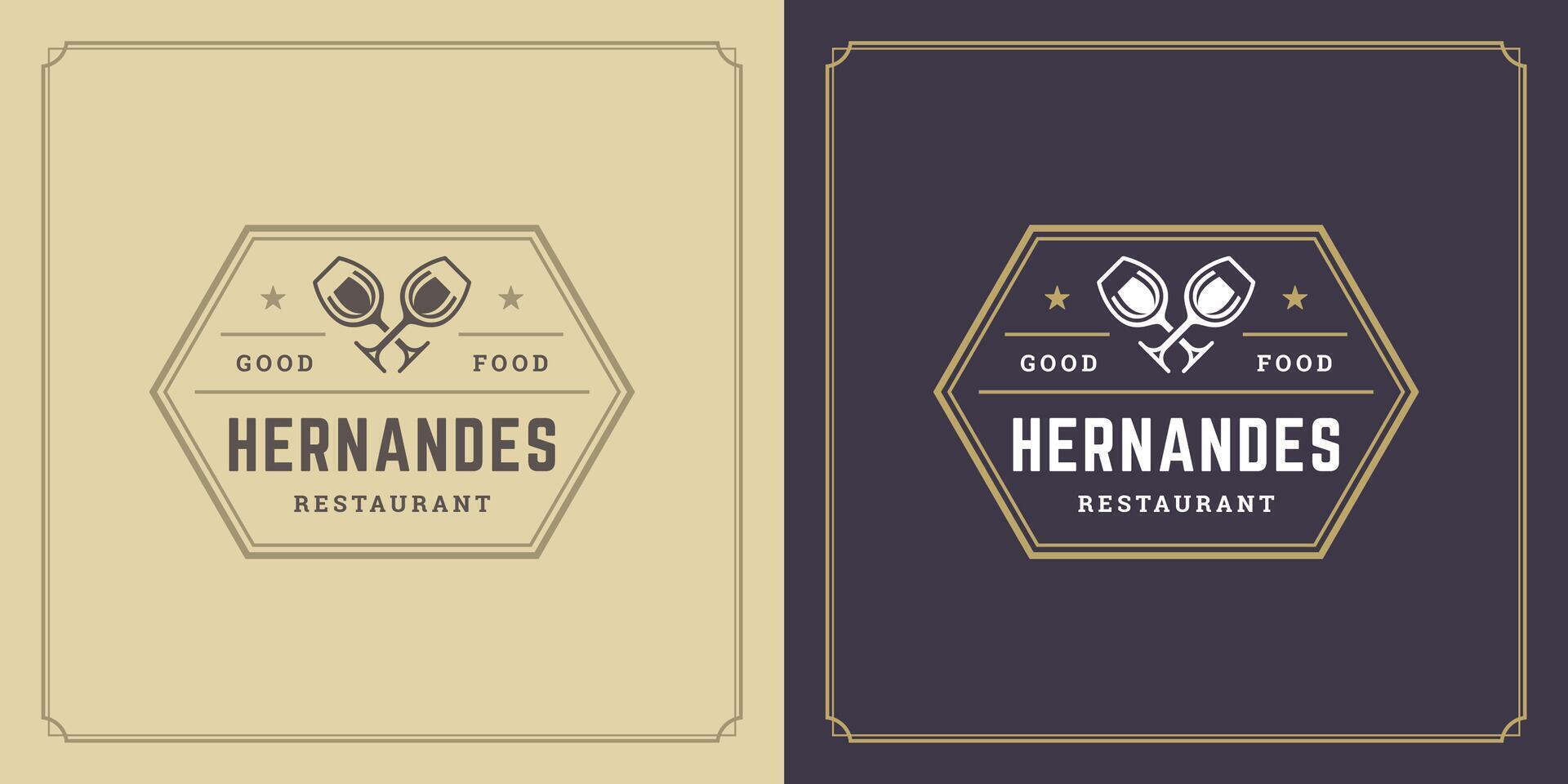 restaurant logo modèle illustration pour menu et café signe vecteur