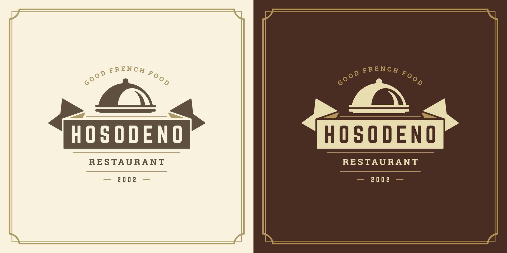 restaurant logo modèle illustration pour menu et café signe vecteur