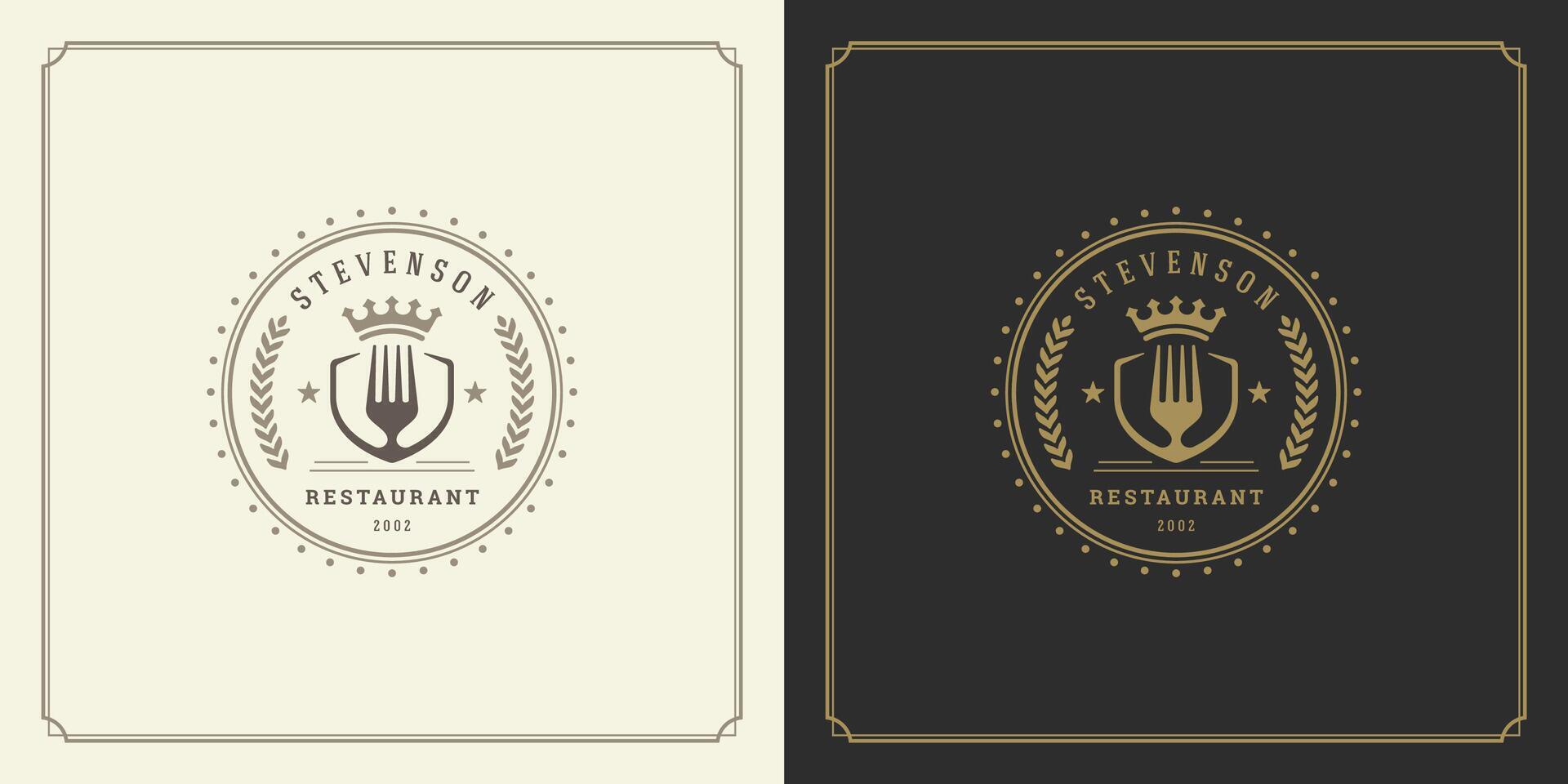 restaurant logo modèle illustration pour menu et café signe vecteur