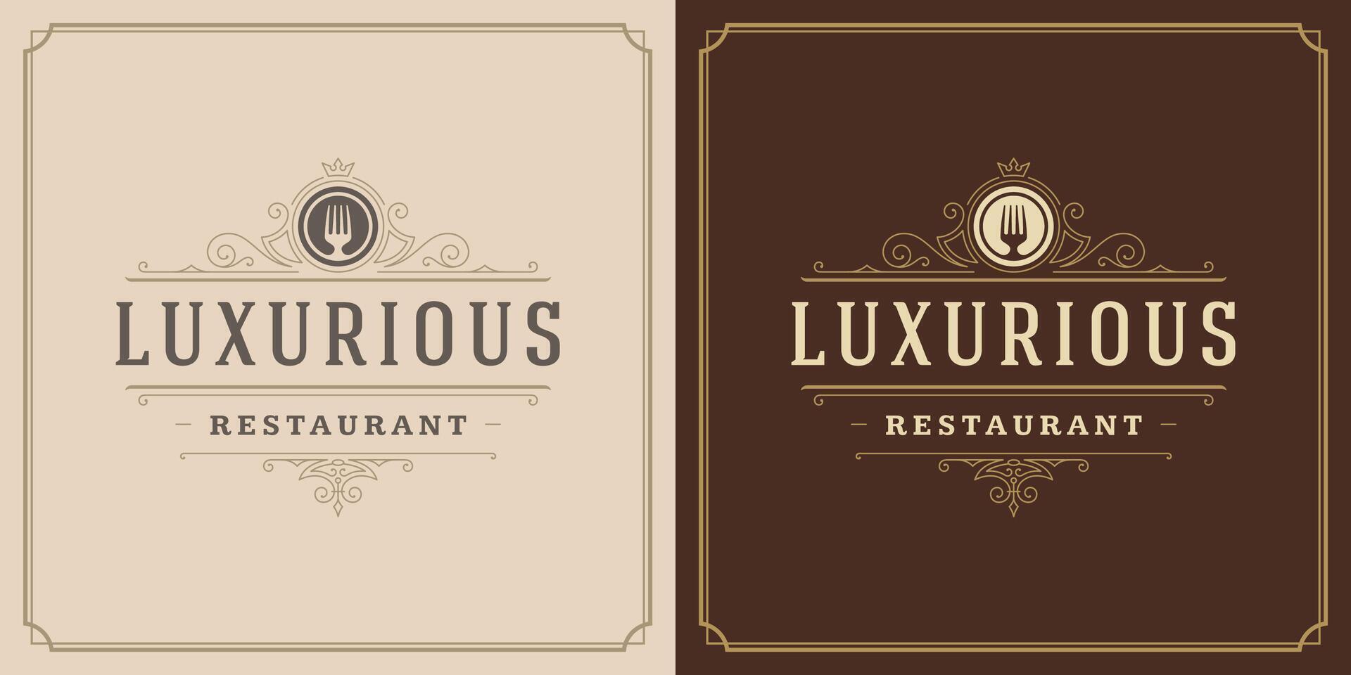 restaurant logo modèle illustration pour menu et café signe vecteur