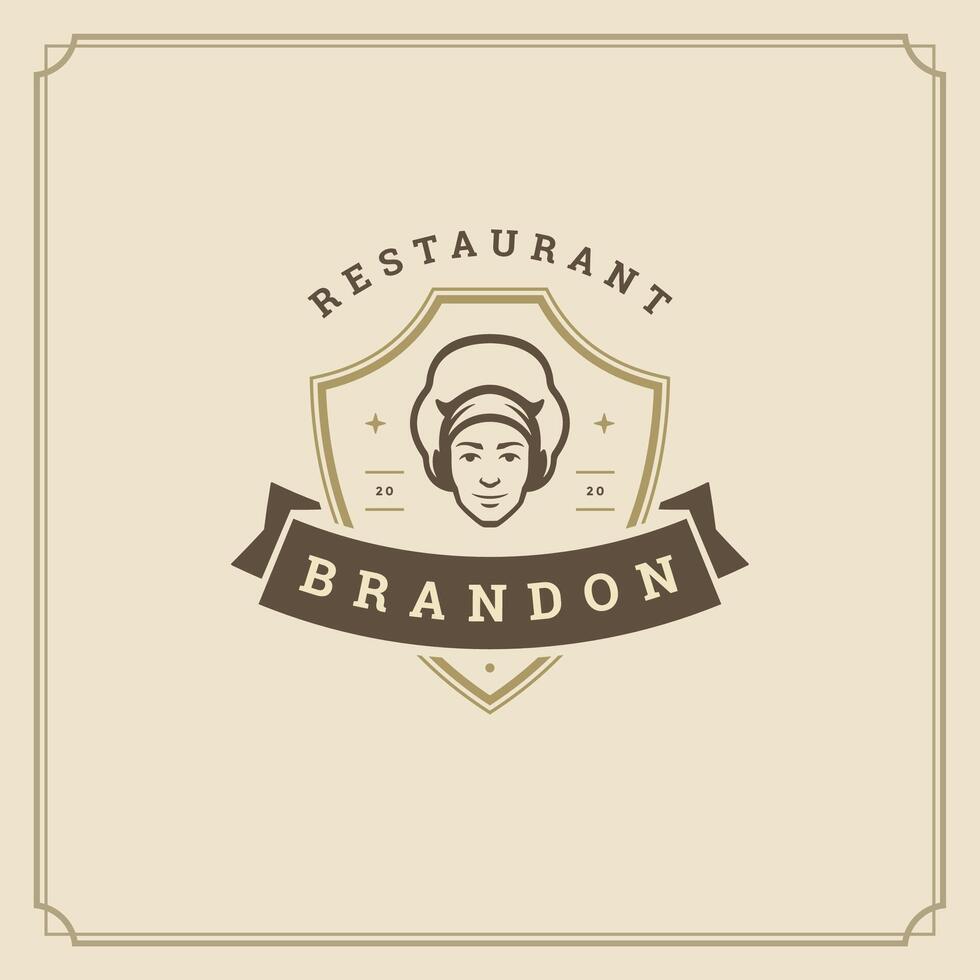 restaurant logo modèle illustration pour menu et café signe vecteur