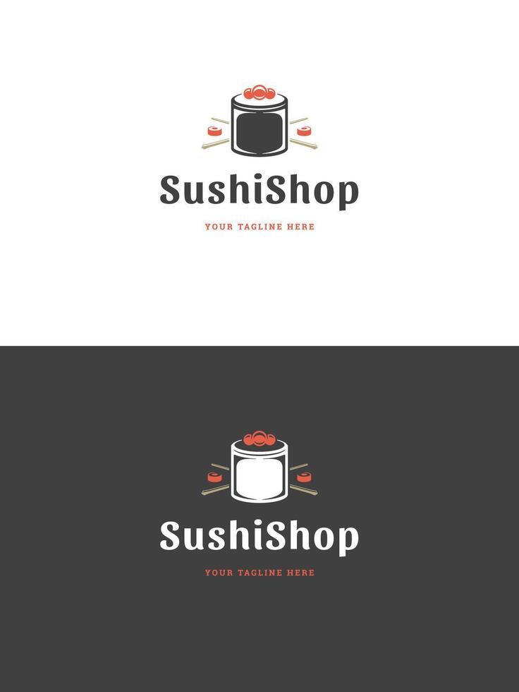 Sushi restaurant emblème logo modèle illustration. vecteur