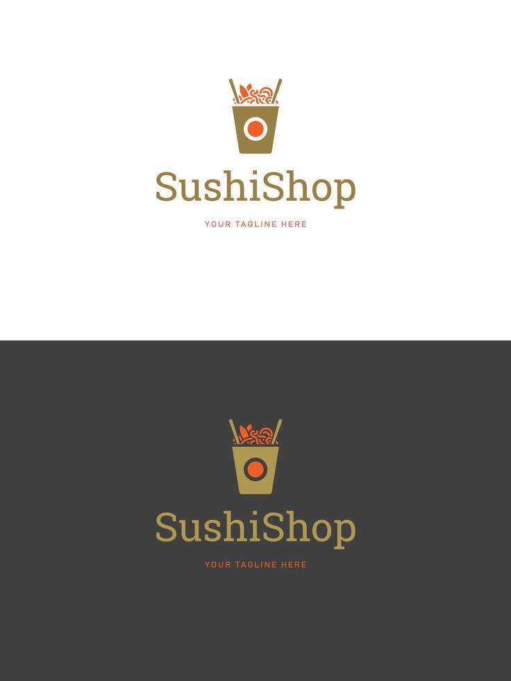 Sushi restaurant emblème logo modèle illustration. vecteur