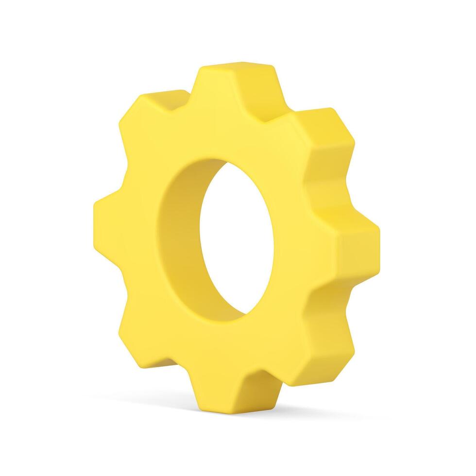 Jaune machine équipement roue roue dentée 3d illustration vecteur