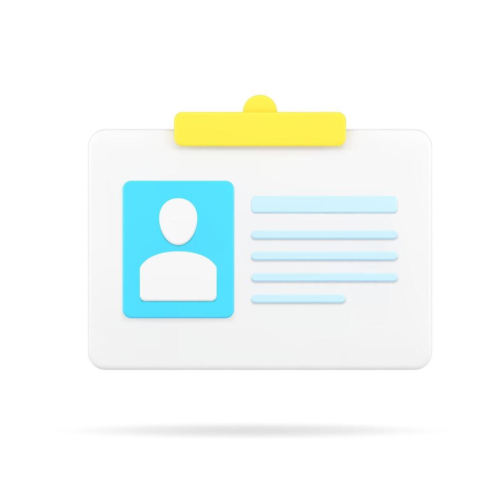 badge avec personnel Les données 3d icône. id carte avec utilisateur photo et information vecteur