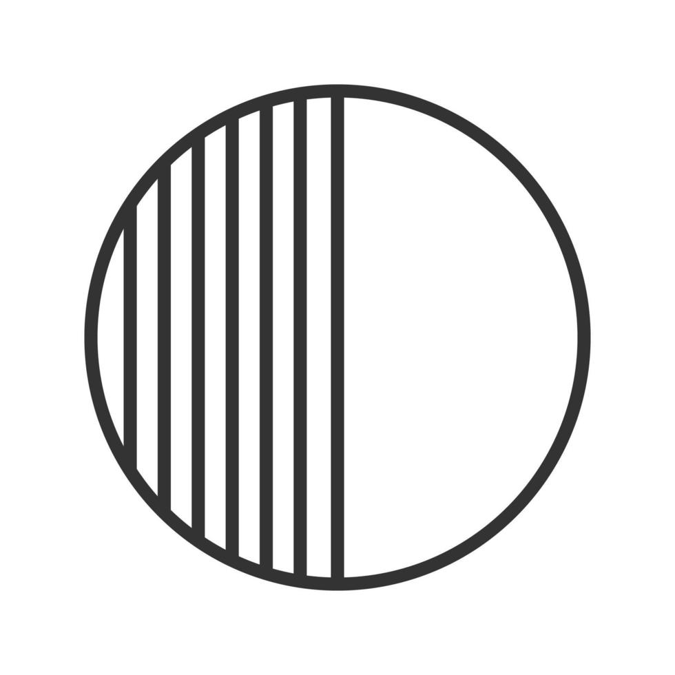 icône linéaire de la moitié de la métaphore abstraite. illustration de la ligne mince. symbole de contour de cercle divisé en deux. dessin de contour isolé de vecteur