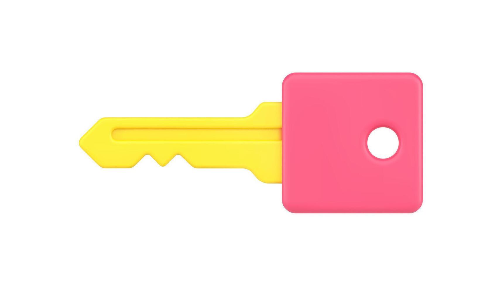 or clé avec rose tête 3d icône illustration vecteur