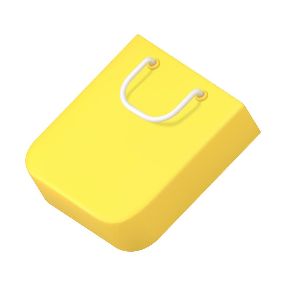 Jaune achats sac paquet 3d icône illustration vecteur