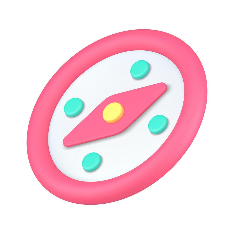 minimaliste rond analogique boussole avec La Flèche montrer du doigt direction réaliste 3d icône isométrique vecteur