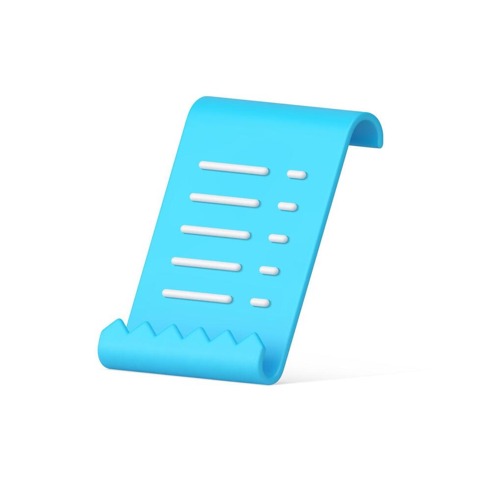 réaliste bleu brillant papier Paiement vérifier financier Les données information légal forme 3d icône vecteur