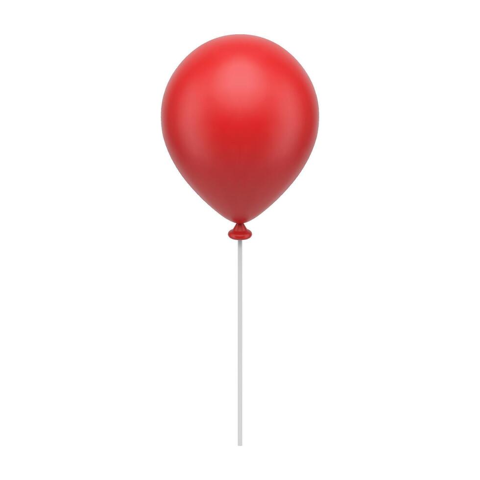 rouge brillant romantique hélium ballon sur Plastique bâton vacances surprise réaliste 3d icône vecteur