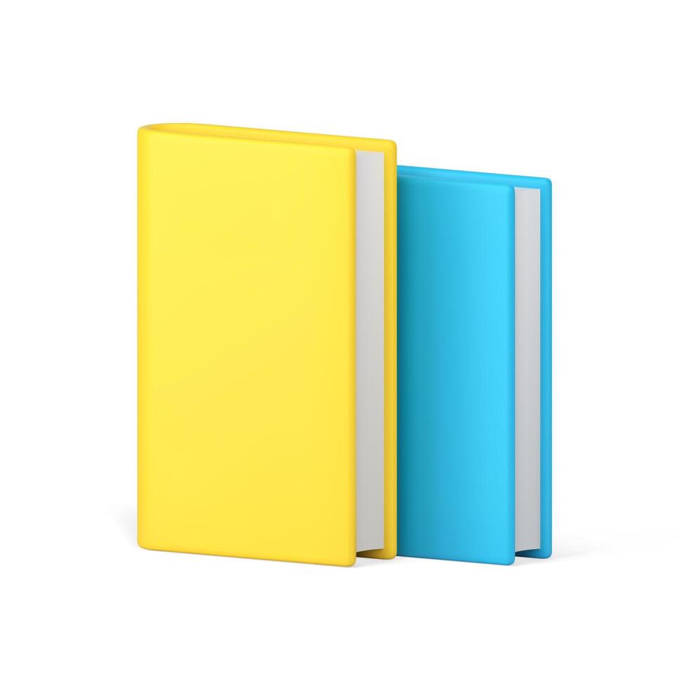 Jaune et bleu papier livre permanent réaliste 3d icône académique éducatif cahier de texte vecteur