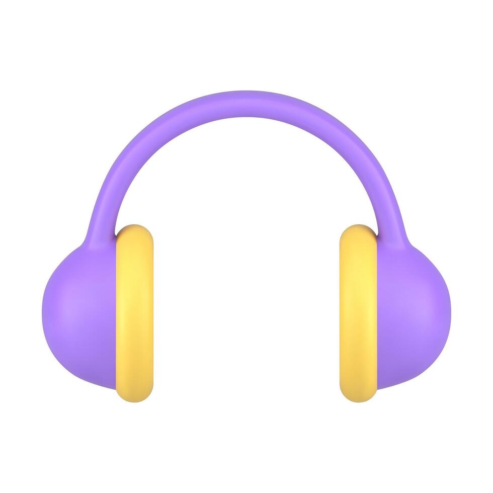 musical dj fête violet écouteurs stéréo l'audio du son diffusion électronique dispositif 3d icône vecteur