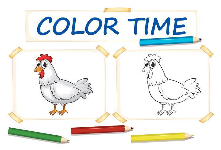 Modèle de coloration avec du poulet vecteur