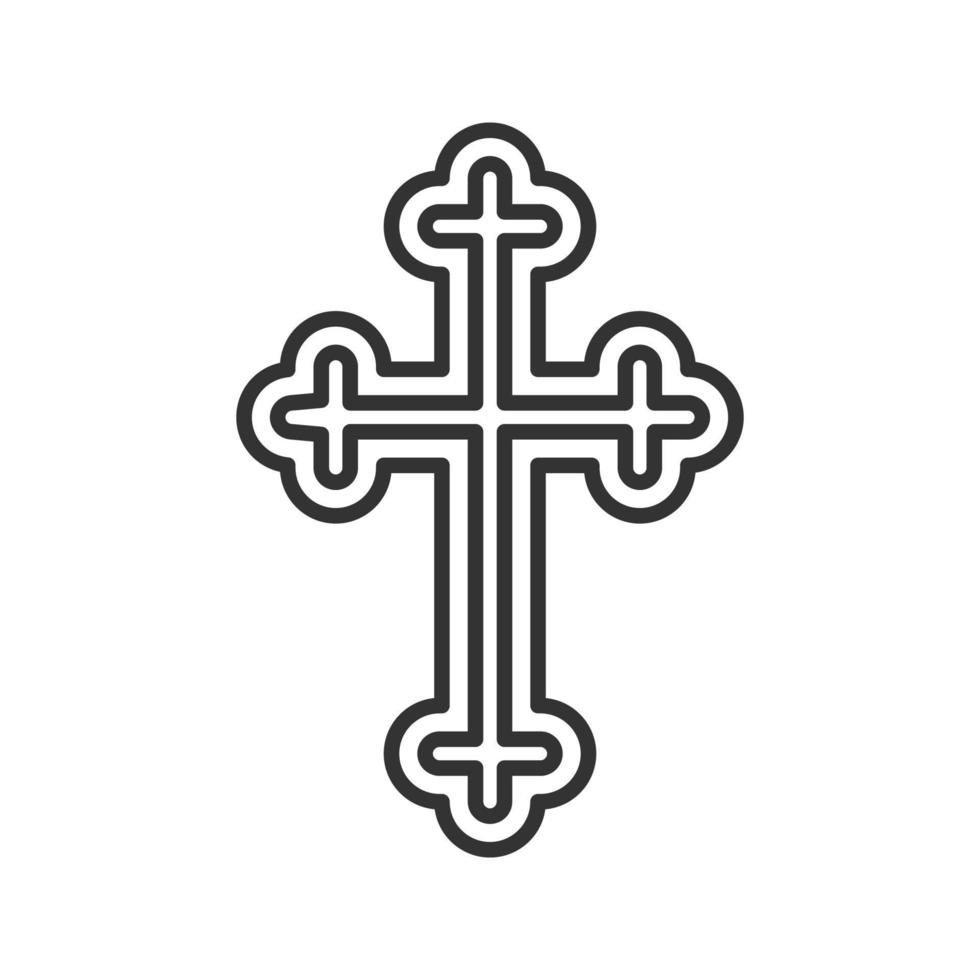 icône linéaire crucifix chrétien. illustration de la ligne mince. symbole de contour de croix de pâques. dessin de contour isolé de vecteur